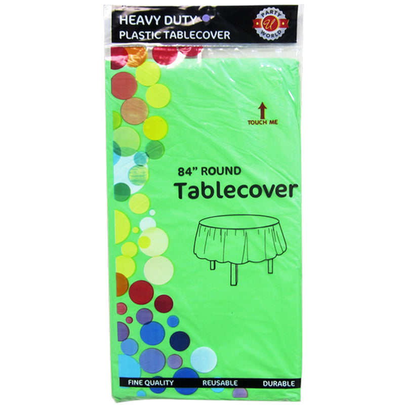 84'' ROUND PLASTIC TABLE COVER LIME GREEN