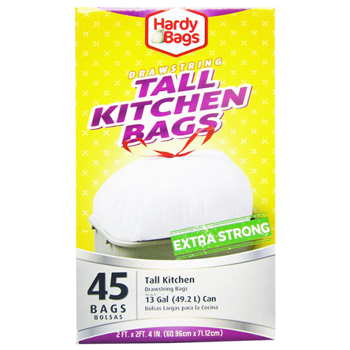 45ct 13gal DRAWSTRING TALL KITCHEN BAGS 24x28''