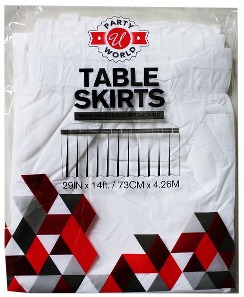 WHITE TABLE SKIRT 29x14''