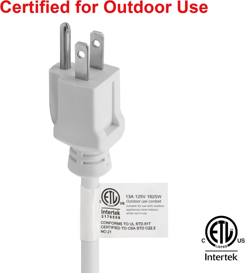 CLEAR POWER 12' 16/3 WHITE LANDSCAPE EXTENSION CORD WITH CORD STRAP C-ETL-US