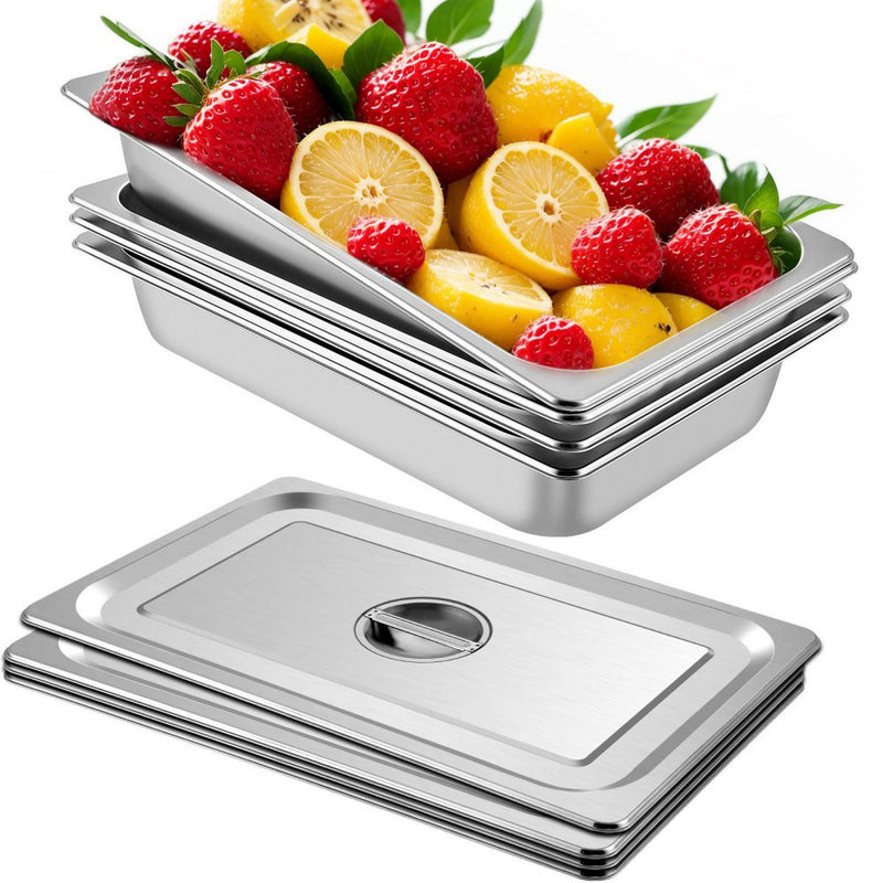 VEVOR 4 PK 20.9 X 12.8 X 3.9'' DEEP STEAM TABLE PANS