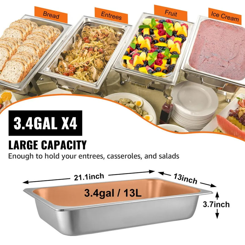 VEVOR 4 PK 20.9 X 12.8 X 3.9'' DEEP STEAM TABLE PANS