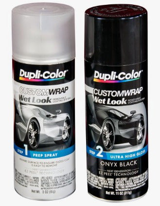 DUPLICOLOR CUSTOM WRAP WET LOOK 2 AEROSOL PREP KIT ONXY BLACK