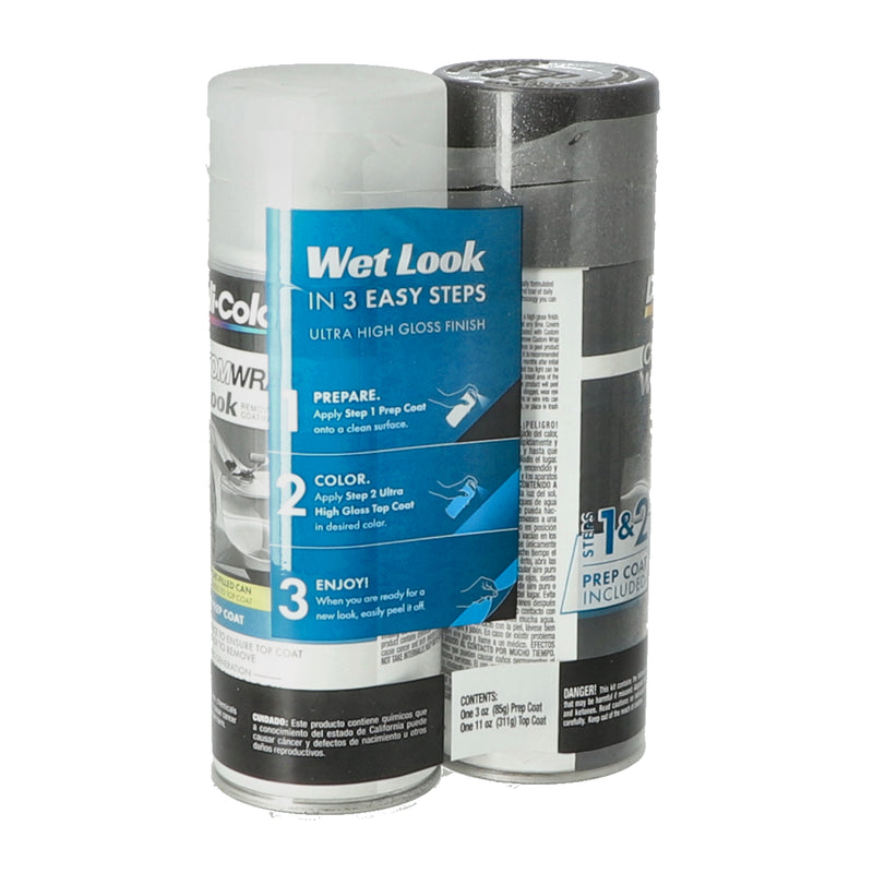 DUPLICOLOR CUSTOM WRAP WET LOOK 2 AEROSOL PREP KIT GUNMETAL