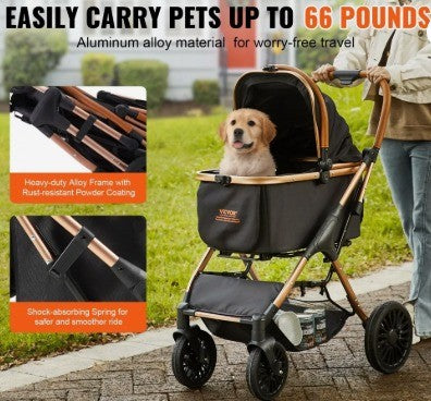 VEVOR PET STROLLER WITH BRAKES FOR SMALL TO MEDIUM DOGS