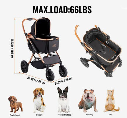 VEVOR PET STROLLER WITH BRAKES FOR SMALL TO MEDIUM DOGS