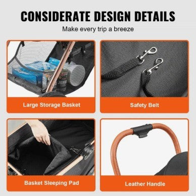 VEVOR PET STROLLER WITH BRAKES FOR SMALL TO MEDIUM DOGS