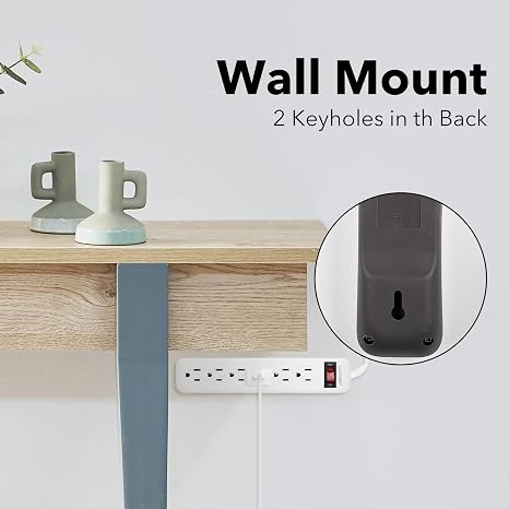 CLEAR POWER 2pk 1.5' CORD 6 OUTLET POWER STRIP C-ETL-US
