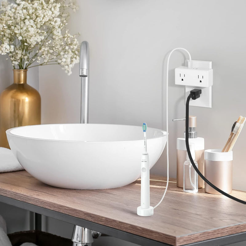 CLEAR POWER 2PK 2 OUTLET WALL TAPS WITH 2USB-A & 1USB-C CHARGING PORTS C-ETL-US