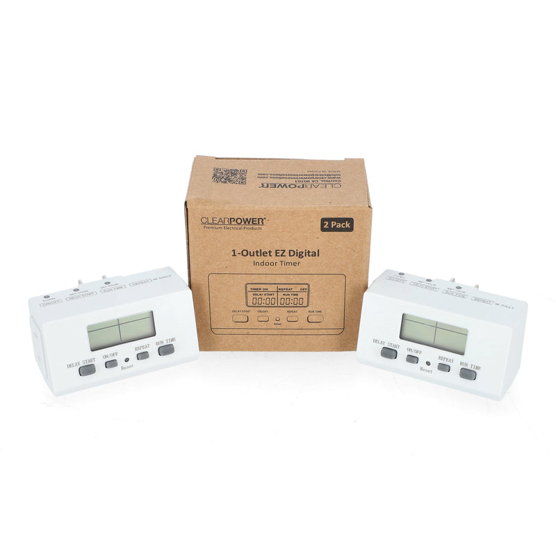 CLEAR POWER 2PK 1 OUTLET INDOOR EZ DIGITAL TIMER C-ETL-US