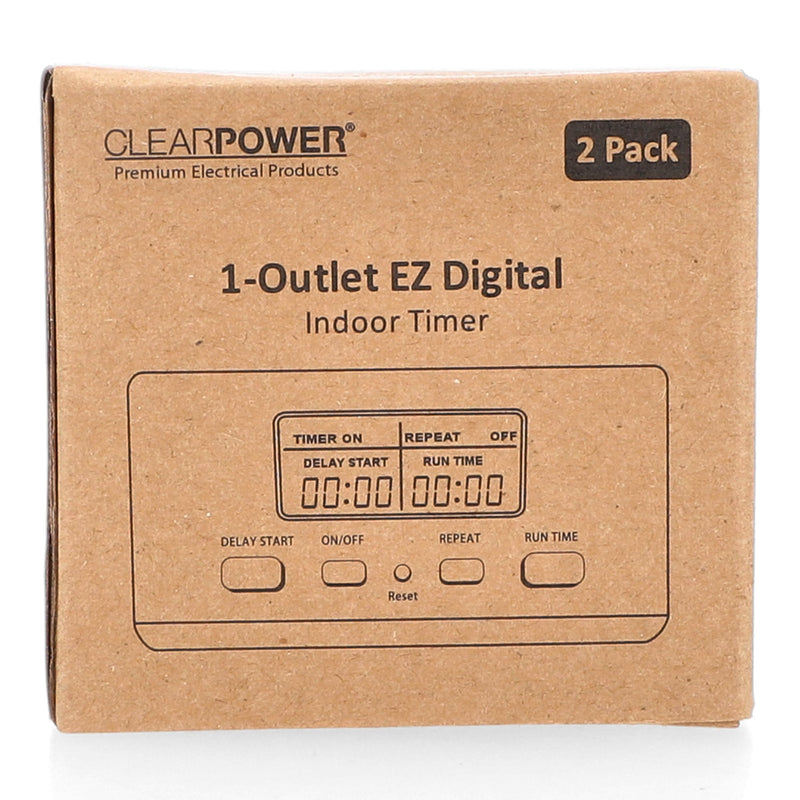 CLEAR POWER 2PK 1 OUTLET INDOOR EZ DIGITAL TIMER C-ETL-US