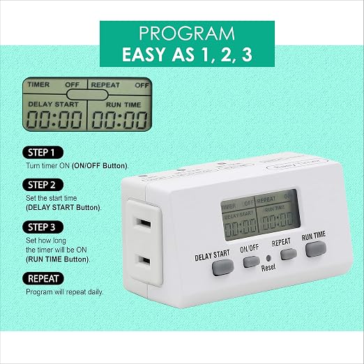 CLEAR POWER 2PK 1 OUTLET INDOOR EZ DIGITAL TIMER C-ETL-US