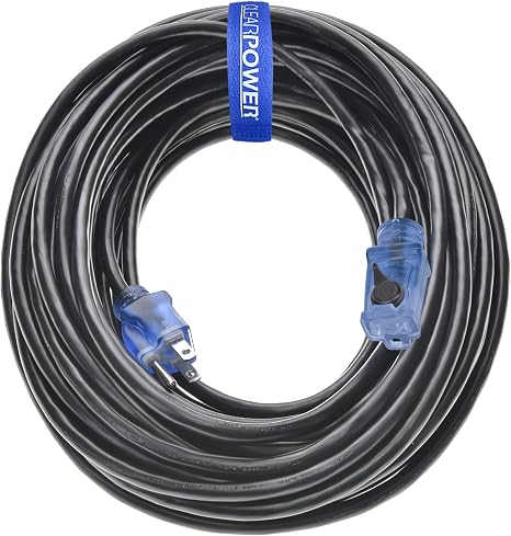 CLEAR POWER 80' 16/3 OUTDOOR EXTENSION CORD w/LIGHTED LOCKING CONNECTOR C-ETL-US