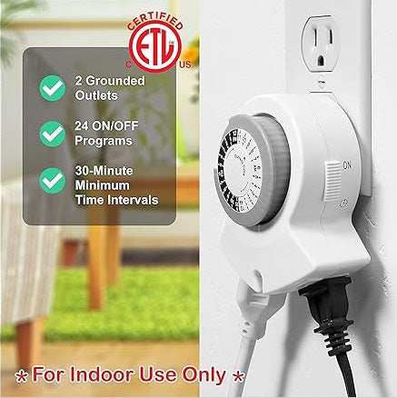 CLEAR POWER 2PK INDOOR-OUTDOOR MECHANICAL TIMERS C-ETL-US