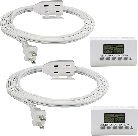 CLEAR POWER COMBO PK 2 DIGITAL INDOOR TIMERS WITH 6&9' 16/2 EXTENSION CORDS C-ETL-US