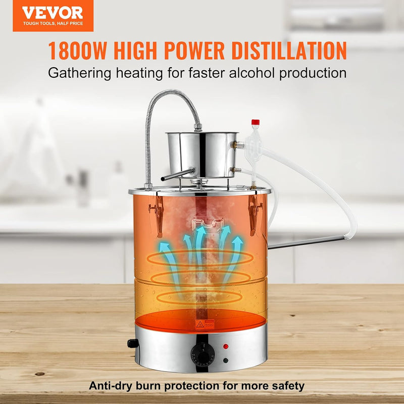VEVOR 30 L ALCOHOL DISTILLER WITH PUMP, TUBE, EXHAUST, & THERMOMETER