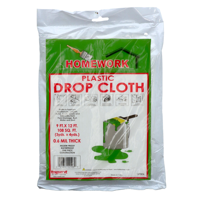 9' x 12'' PLASTIC DROP CLOTH .6 MIL THICK