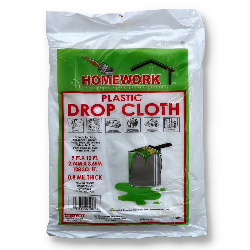 9'x12" PLASTIC DROP CLOTH .8mil THICK