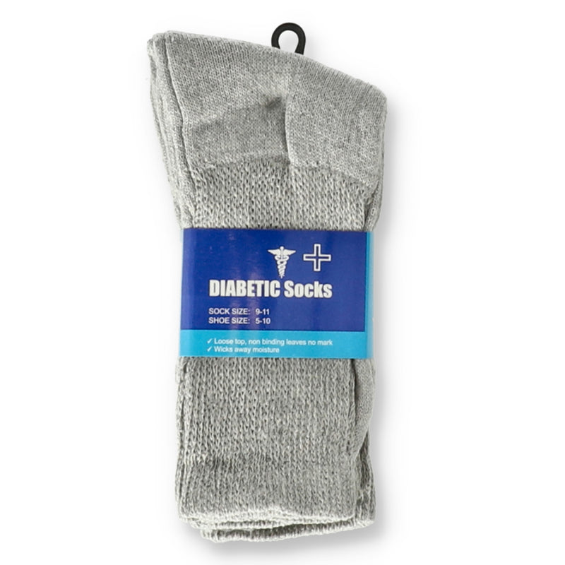 DIABETIC CREW SOCK GREY 3PR NATURAL