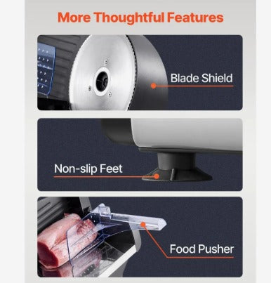 VEVOR 7.5'' 180W ELECTRIC DELI SLICER WITH ADJUSTABLE THICKNESS