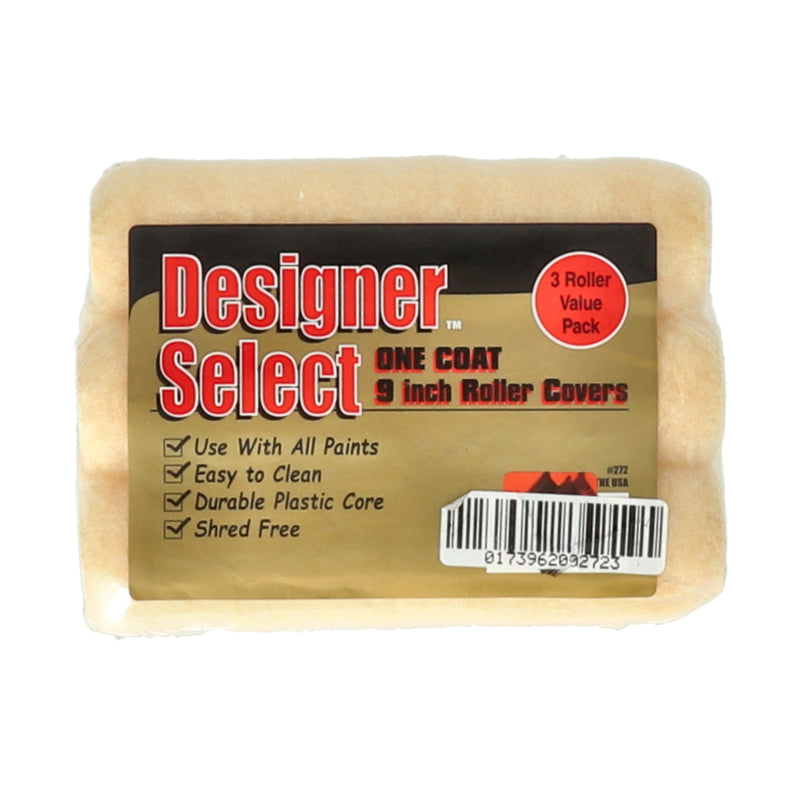 DESIGNER SELECT 3pk 9'' ONE COAT ROLLVER COVERS 3/8'' NAP