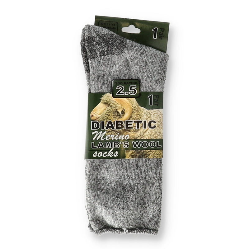 DIABETIC MERINO LAMB WOOL SOCKS 1pr sz13-16