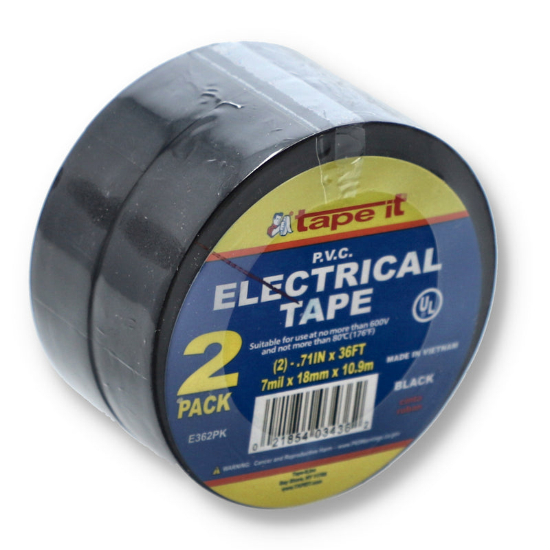2pk 3/4x36'' BLACK ELECTRICAL TAPE