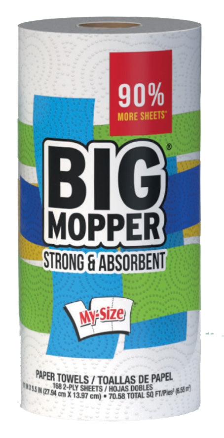 BIG MOPPER MEGA PAPER TOWEL 168 MY SIZE 11x5.5'' SHEETS