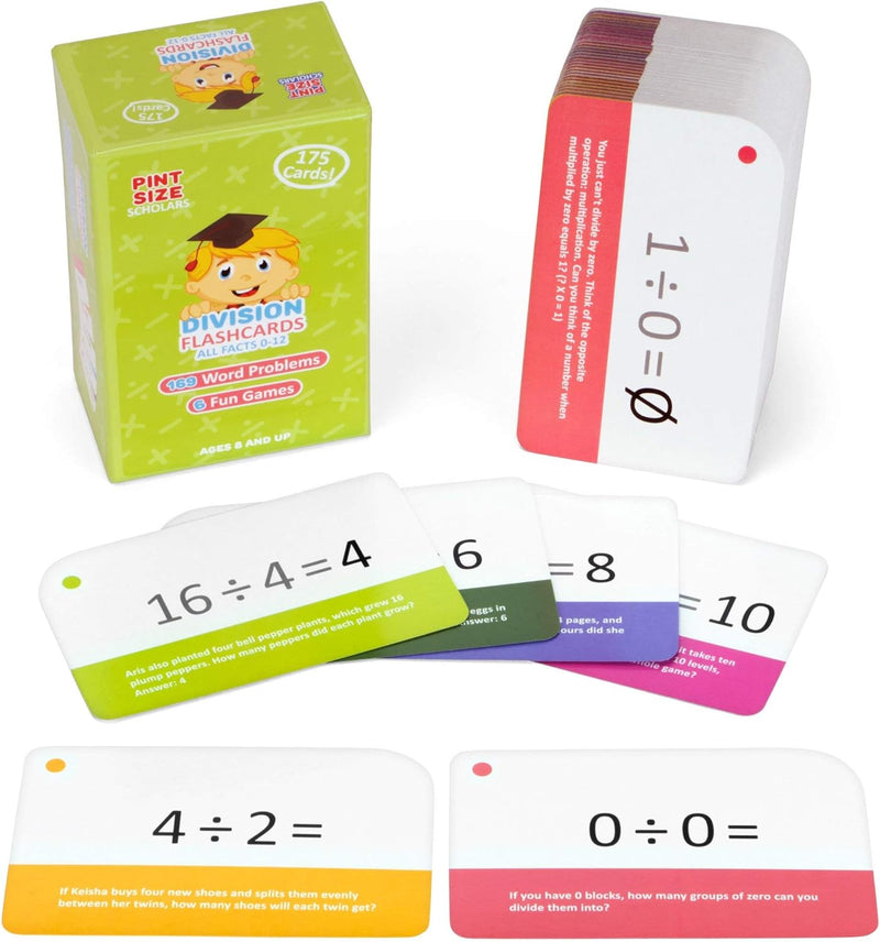 PINT SIZED SCHOLARS 175CT DIVISION FLASH CARDS WITH WORD PROBLEMS