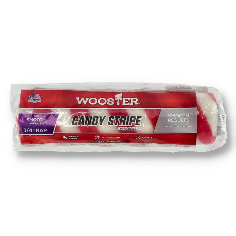 WOOSTER 9'' CANDY STRIPE 100% MOHAIR ROLLER COVER 1/4'' NAP SMOOTH
