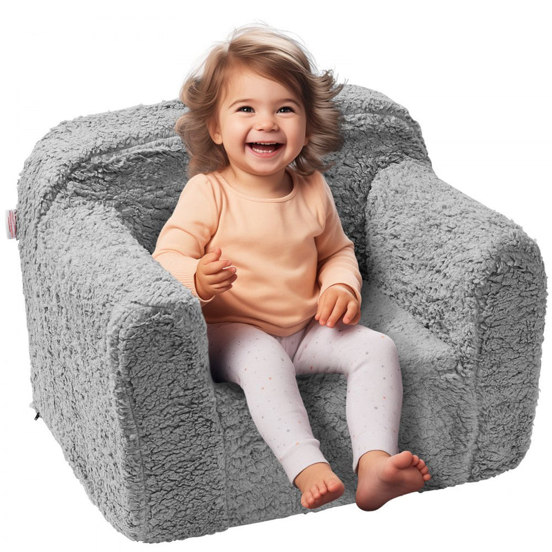 VEVOR GREY SHERPA KIDS ARMCHAIR SOFA