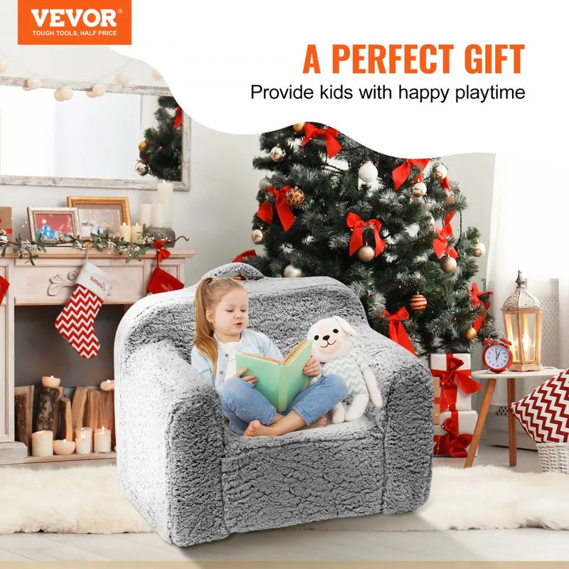 VEVOR GREY SHERPA KIDS ARMCHAIR SOFA