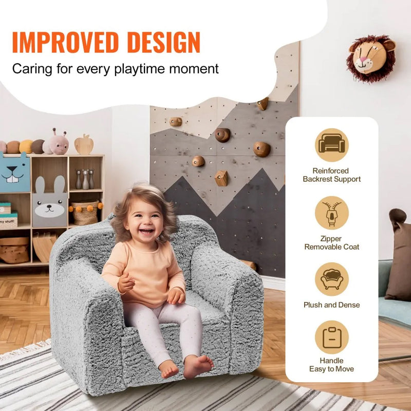 VEVOR GREY SHERPA KIDS ARMCHAIR SOFA