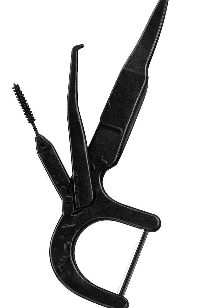 ORAL-IN-ONE 10PK BLACK FLOSS PICK BRUSH INDIVIDUALLY WRAPPED