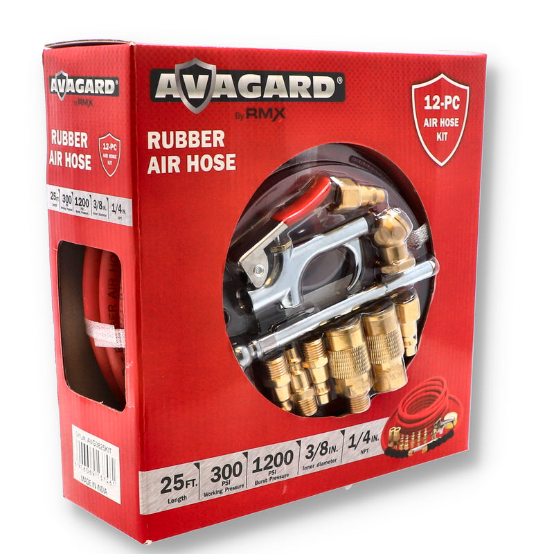 AVAGARD 12PC 25' RUBBER AIR HOSE & ACCESSORIES KIT
