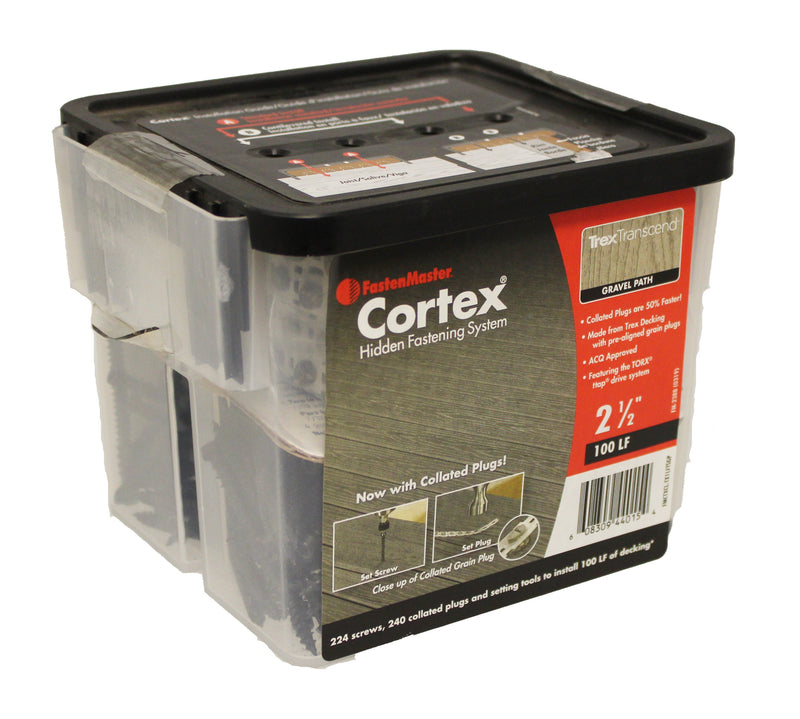 CORTEX 224ct SCREWS & PLUGS TREX TRANSCEND GRAVEL PATH 2-1/2'' 100LF