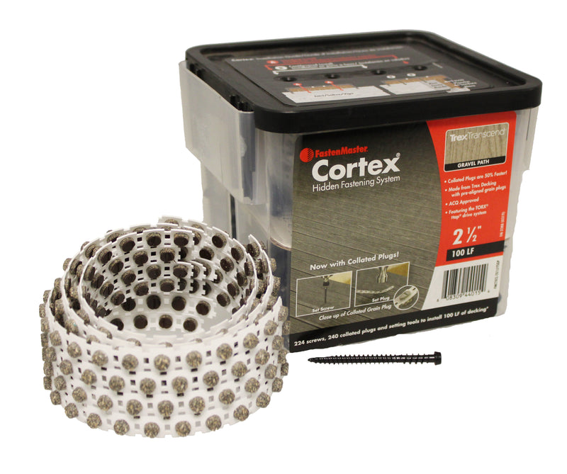 CORTEX 224ct SCREWS & PLUGS TREX TRANSCEND GRAVEL PATH 2-1/2'' 100LF