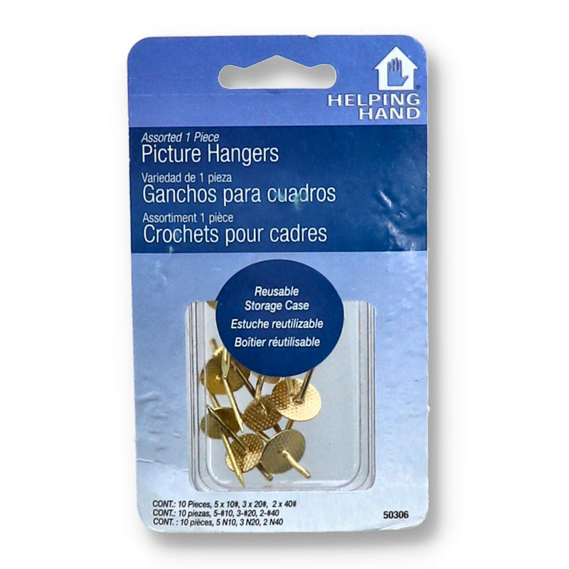 10PC ASSORTED BRASS PICTURE HANGERS