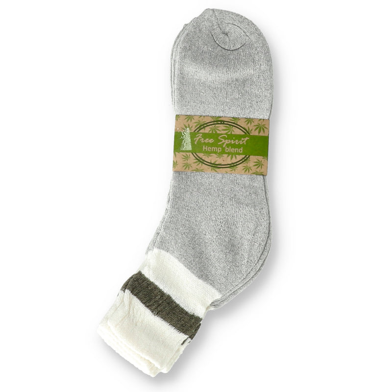 FREE SPIRIT GREY SOCK HEMP BLEND 3pr sz10-13