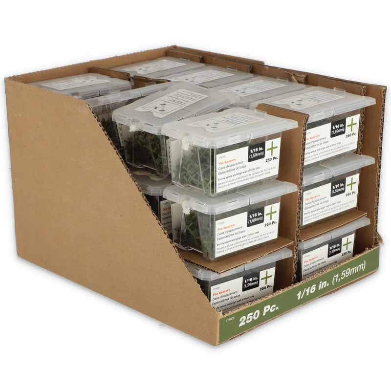 250PK 1/16'' TILE SPACERS IN REUSABLE TUB