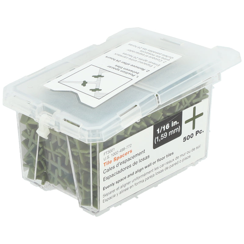 500PK 1/16'' TILE SPACERS IN RESEALABLE TUB