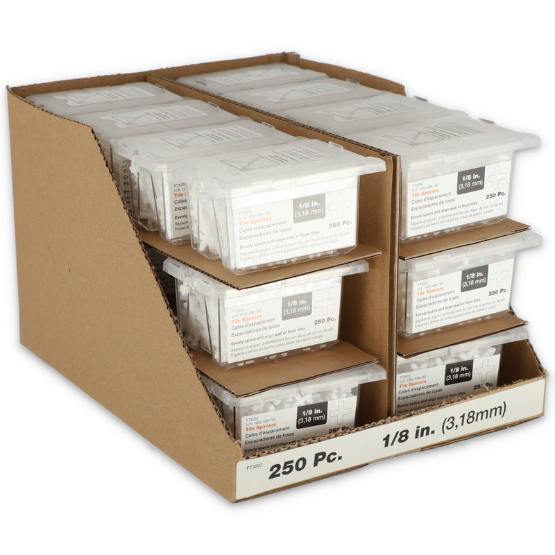 250PK 1/8'' TILE SPACERS IN REUSABLE TUB