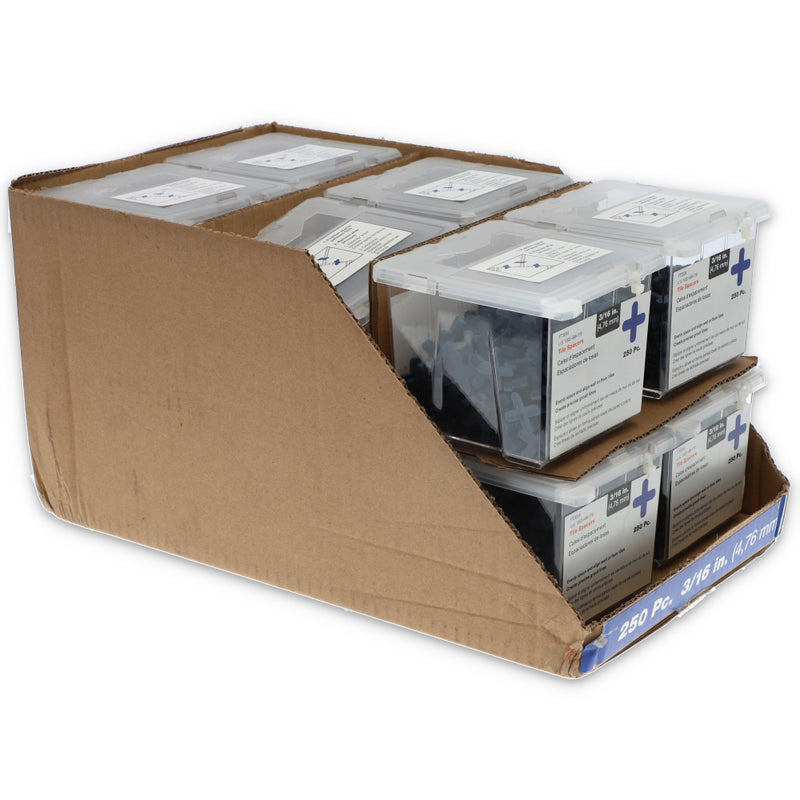 250pk 3/16" TILE SPACERS IN REUSABLE TUB