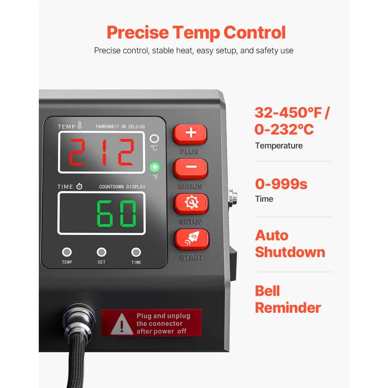 VEVOR 900W HEAT PRESS MACHINE WITH DIGITAL TEMPERATURE CONTROL