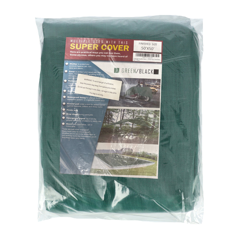 SUPER COVER TARP GREEN/BLACK FINISH SIZE  2500FT² 10 MIL