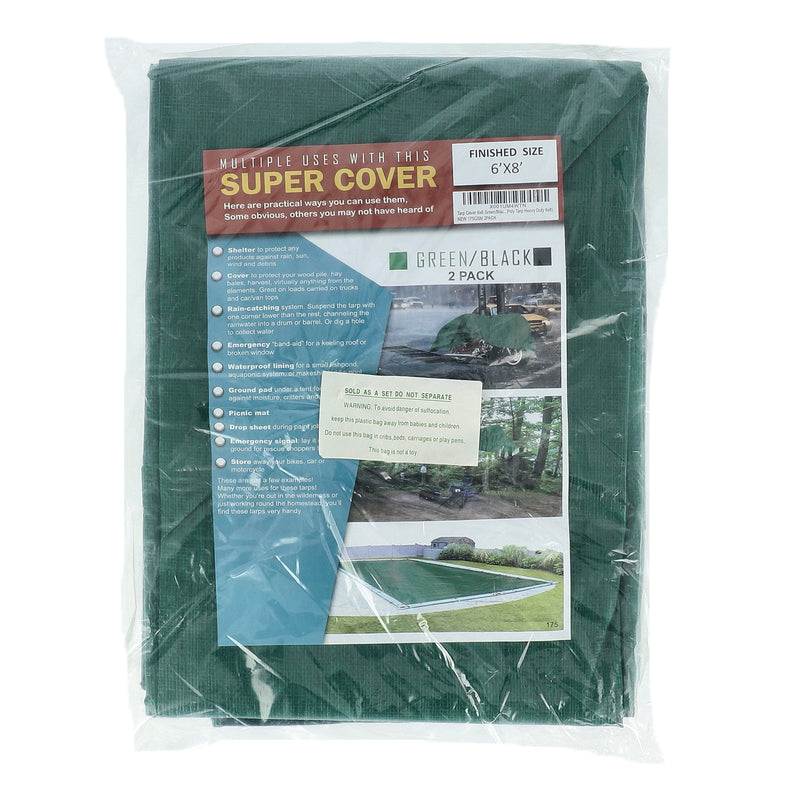 SUPER COVER TARP 2pk 6x8' GREEN/BLACK FINISH SIZE 96SQFT 10 MIL