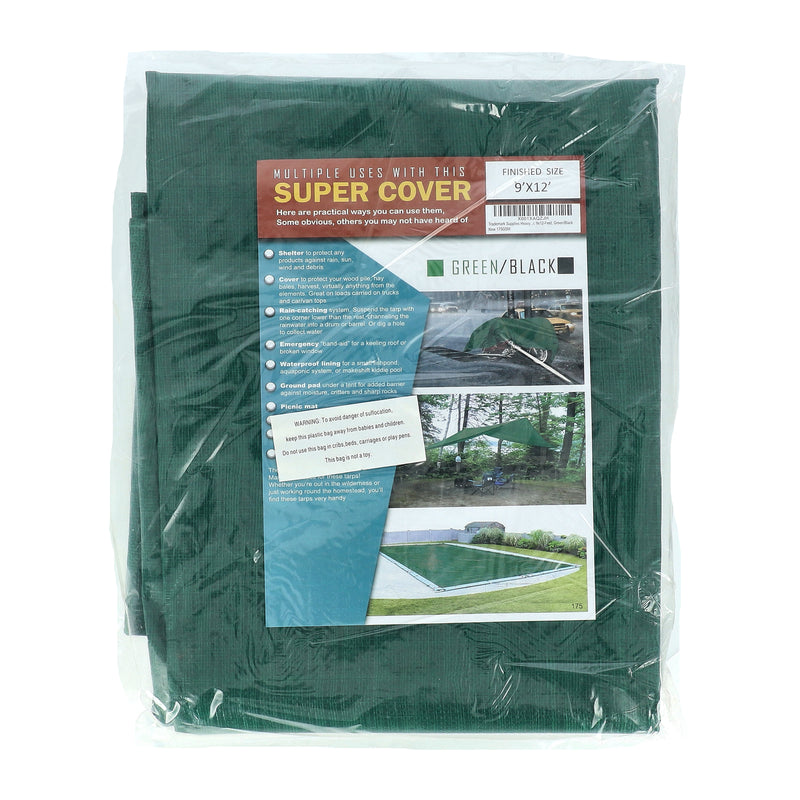 SUPER COVER TARP GREEN/BLACK FINISH SIZE 108SQFT 10 MIL