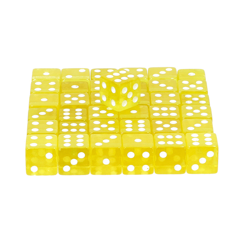 BRYBELLY 100ct 16mm 6 SIDED YELLOW DICE BAG NO UPC