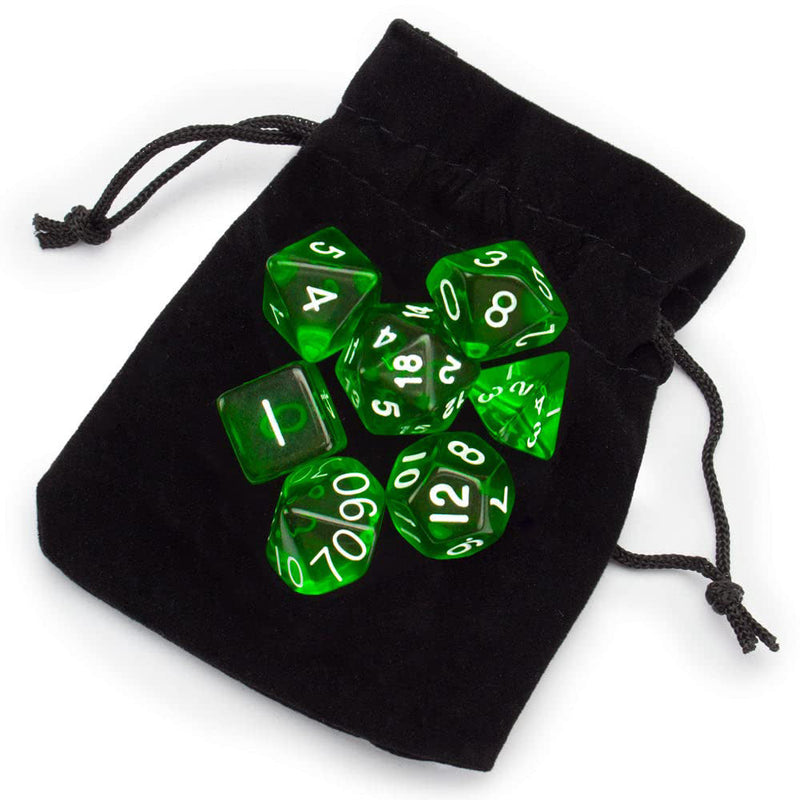 WIZ-DICE 7CT POLYHEDRAL RPG GAMING DICE WITH STORAGE POUCH SYLVAN SPIRITS