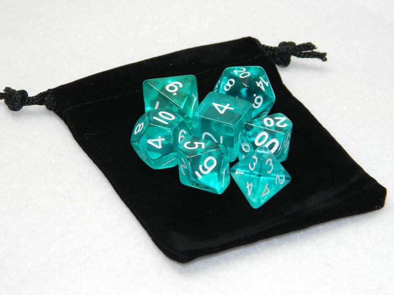 WIZ-DICE 7CT POLYHEDRAL PRG GAMING DICE WITH STORAGE POUCH CLOUD DROP